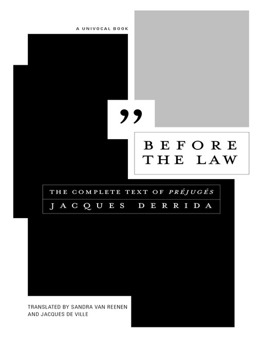 Title details for Before the Law by Jacques Derrida - Available